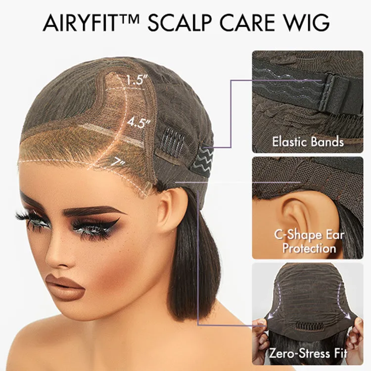 AiryFit Scalp Care Wigs -Salt and Pepper Glueless Minimalist HD Lace Bob Wig Pre-Cut Lace - US Only
