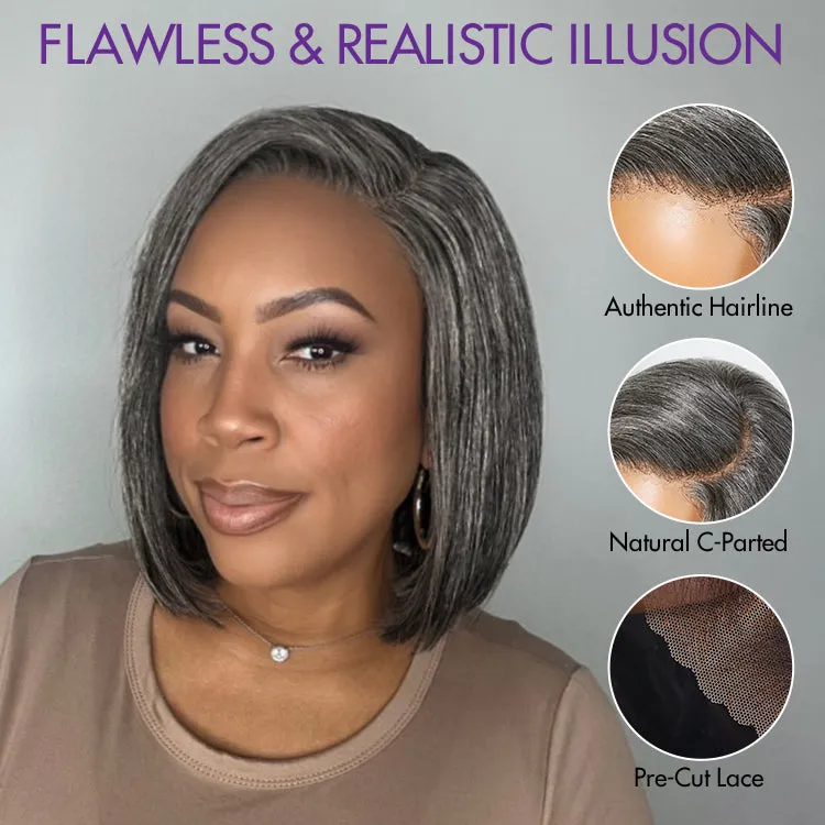 AiryFit Scalp Care Wigs -Salt and Pepper Glueless Minimalist HD Lace Bob Wig Pre-Cut Lace - US Only