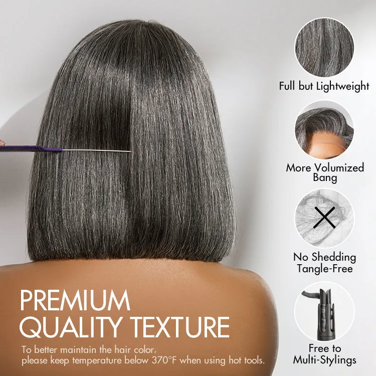 AiryFit Scalp Care Wigs -Salt and Pepper Glueless Minimalist HD Lace Bob Wig Pre-Cut Lace - US Only