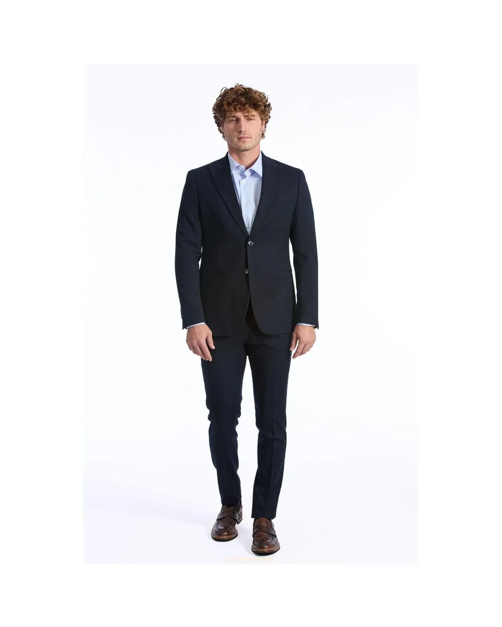 Baldinini Trend Classic Slim Fit Wool Suit with Two-Button Jacket and Straight Pants