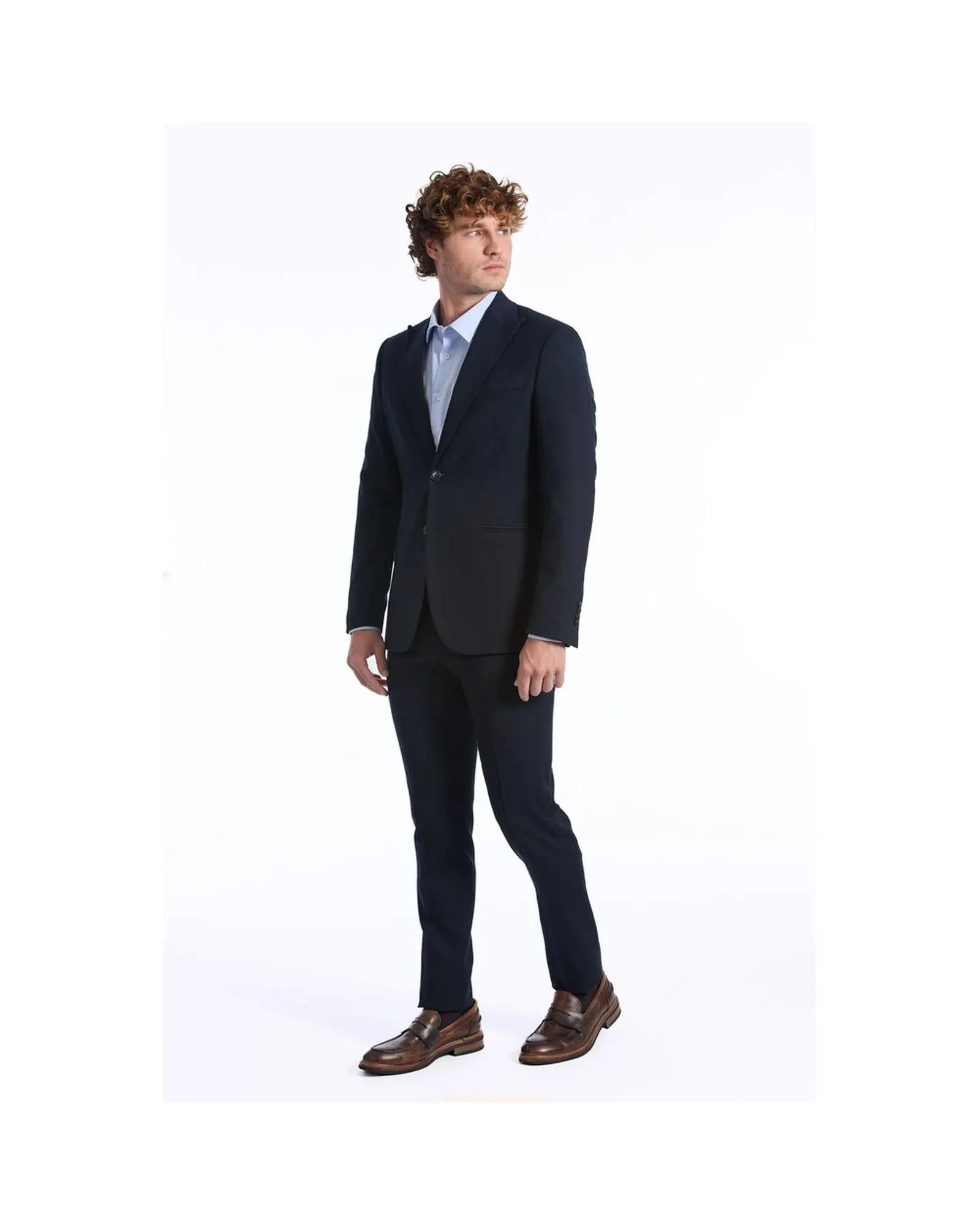 Baldinini Trend Classic Slim Fit Wool Suit with Two-Button Jacket and Straight Pants