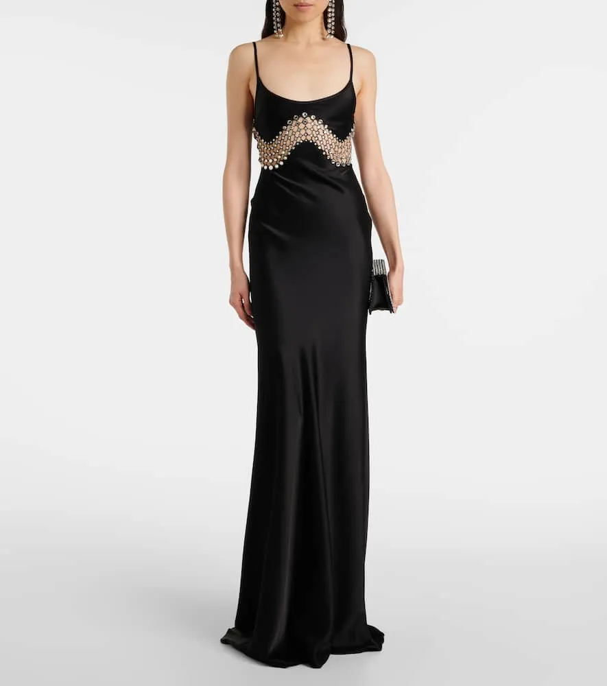 David Koma Embellished satin gown