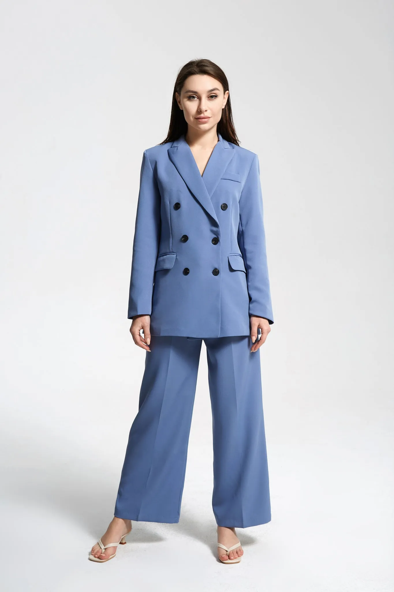 DOUBLE-BREASTED BUTTONED BLAZER