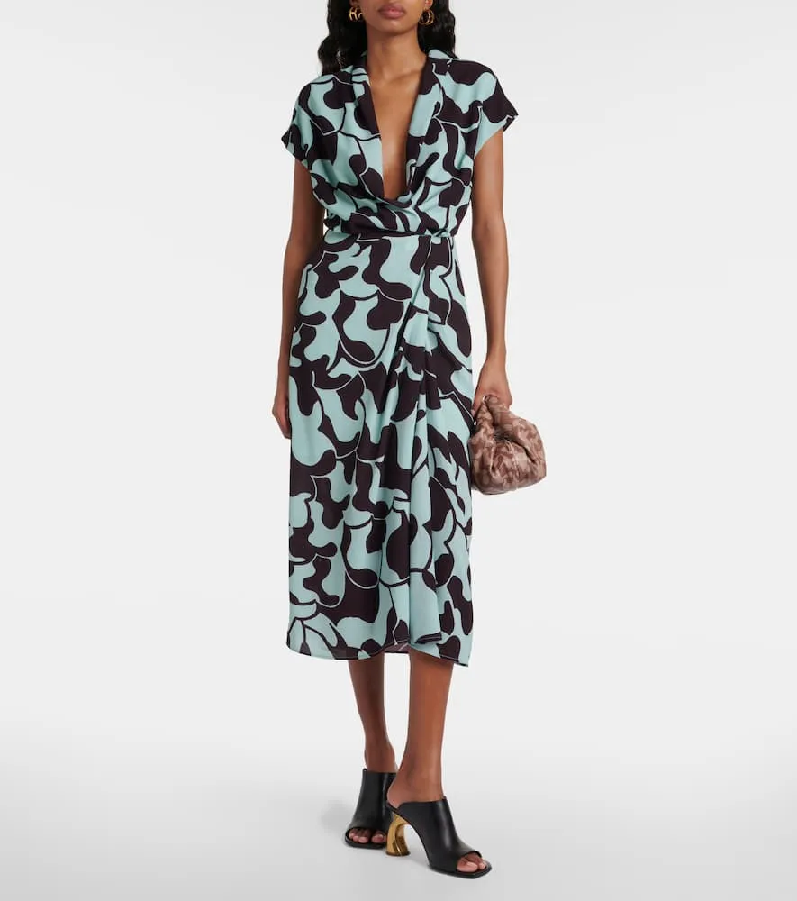 Dries Van Noten Printed crêpe midi dress