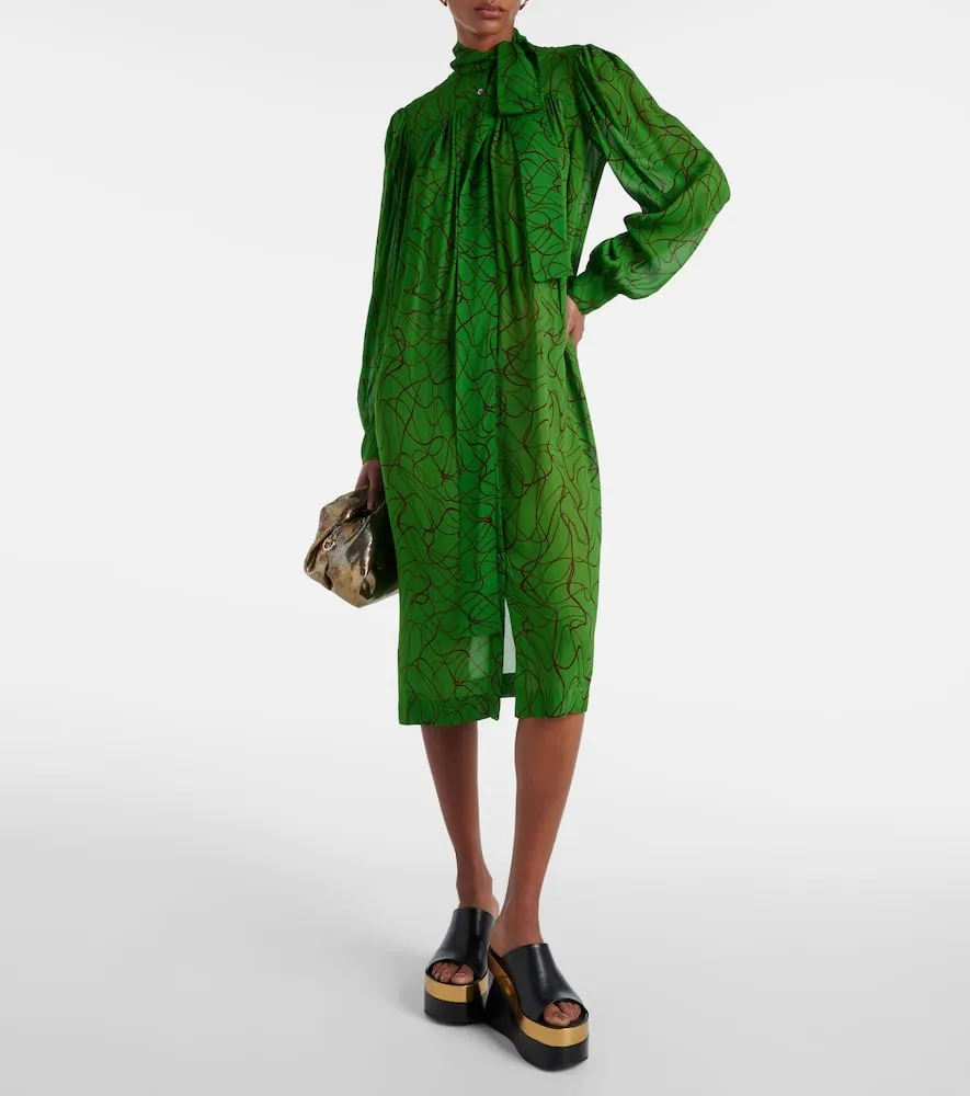 Dries Van Noten Printed georgette midi dress