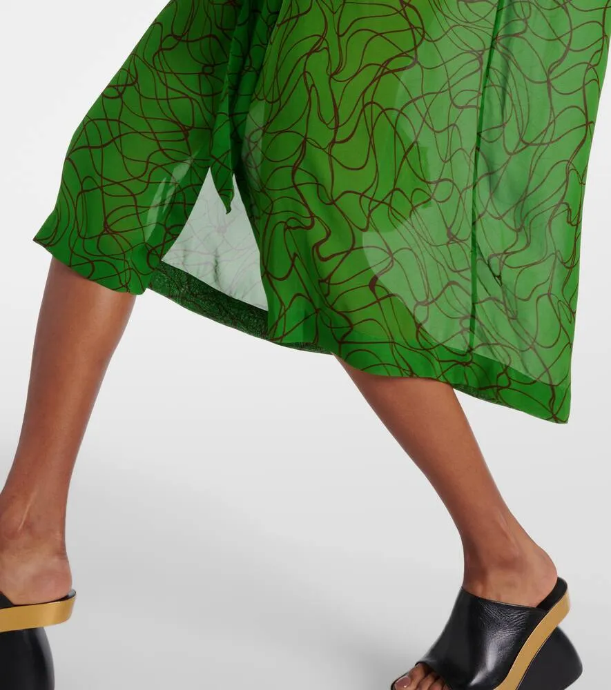 Dries Van Noten Printed georgette midi dress