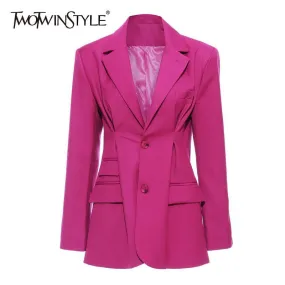 Elegant OL Style Blazer For Women Lapel Collar Long Sleeve