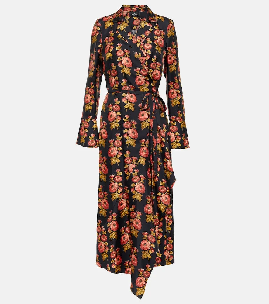 Etro Floral silk twill midi wrap dress