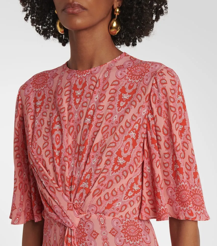 Etro Printed gathered midi dress