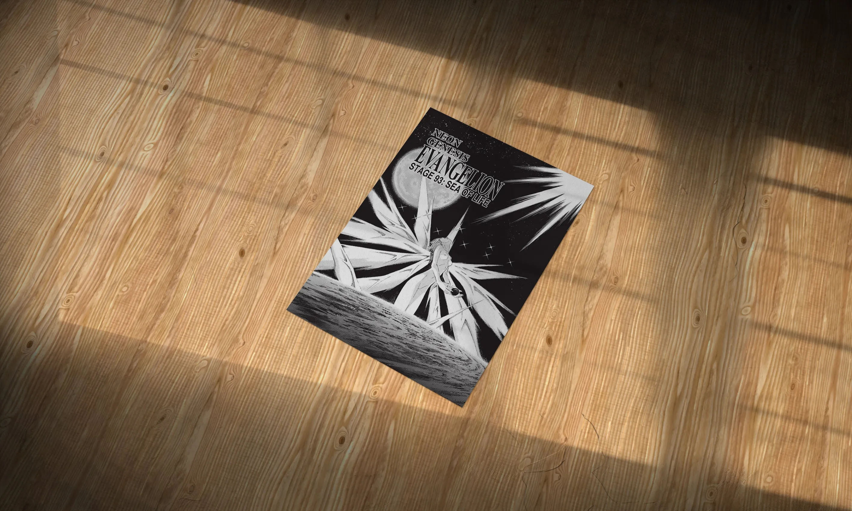 Evangelion Monochrome Anime Aesthetic Metal Poster