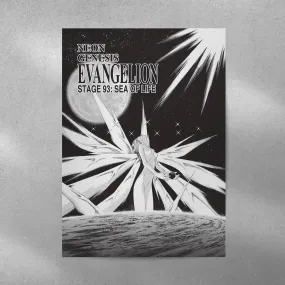 Evangelion Monochrome Anime Aesthetic Metal Poster