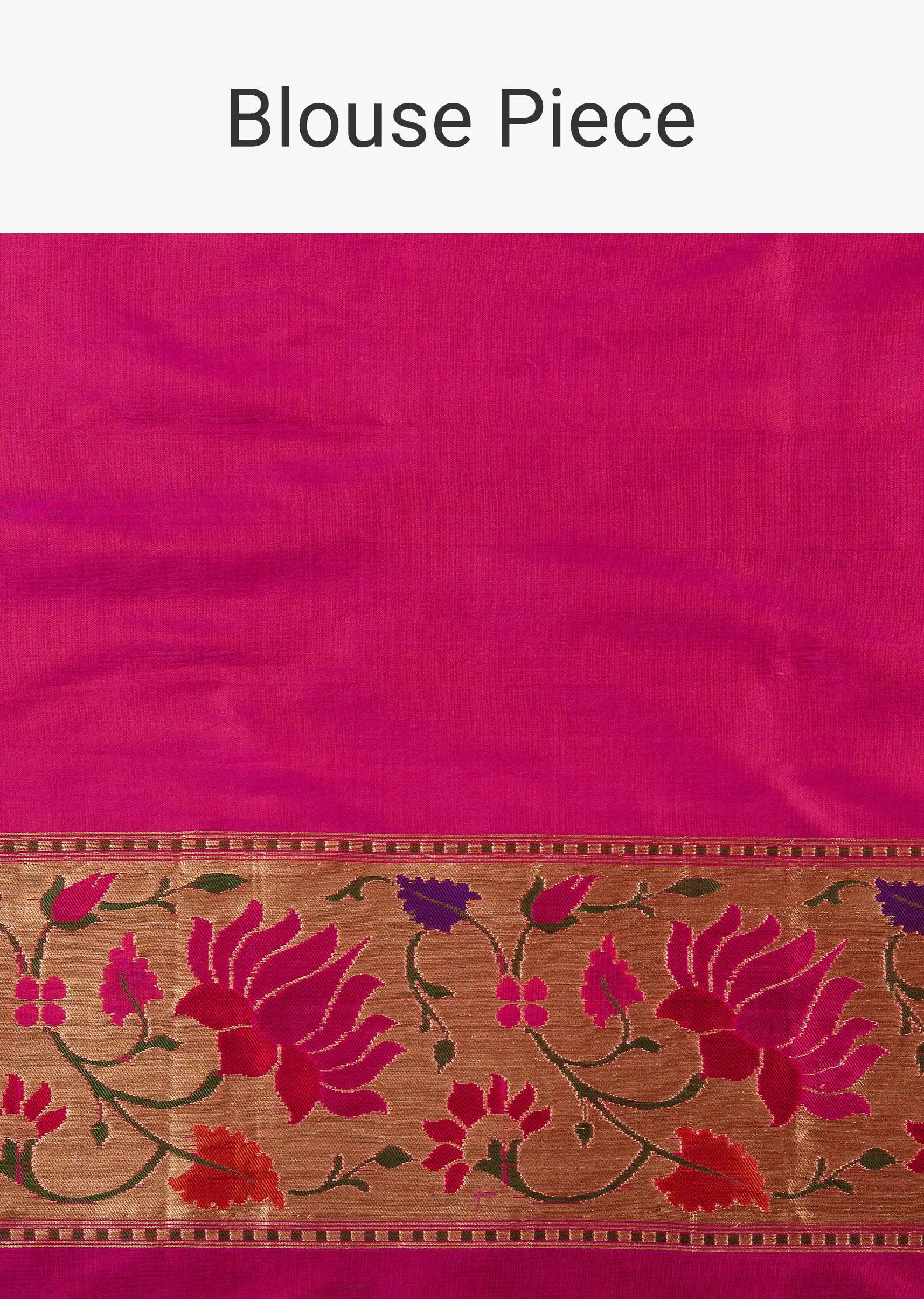 Fluorescent Pink Banarasi Saree In Katan Silk With Paithani Pallu And Unstitched Blouse
