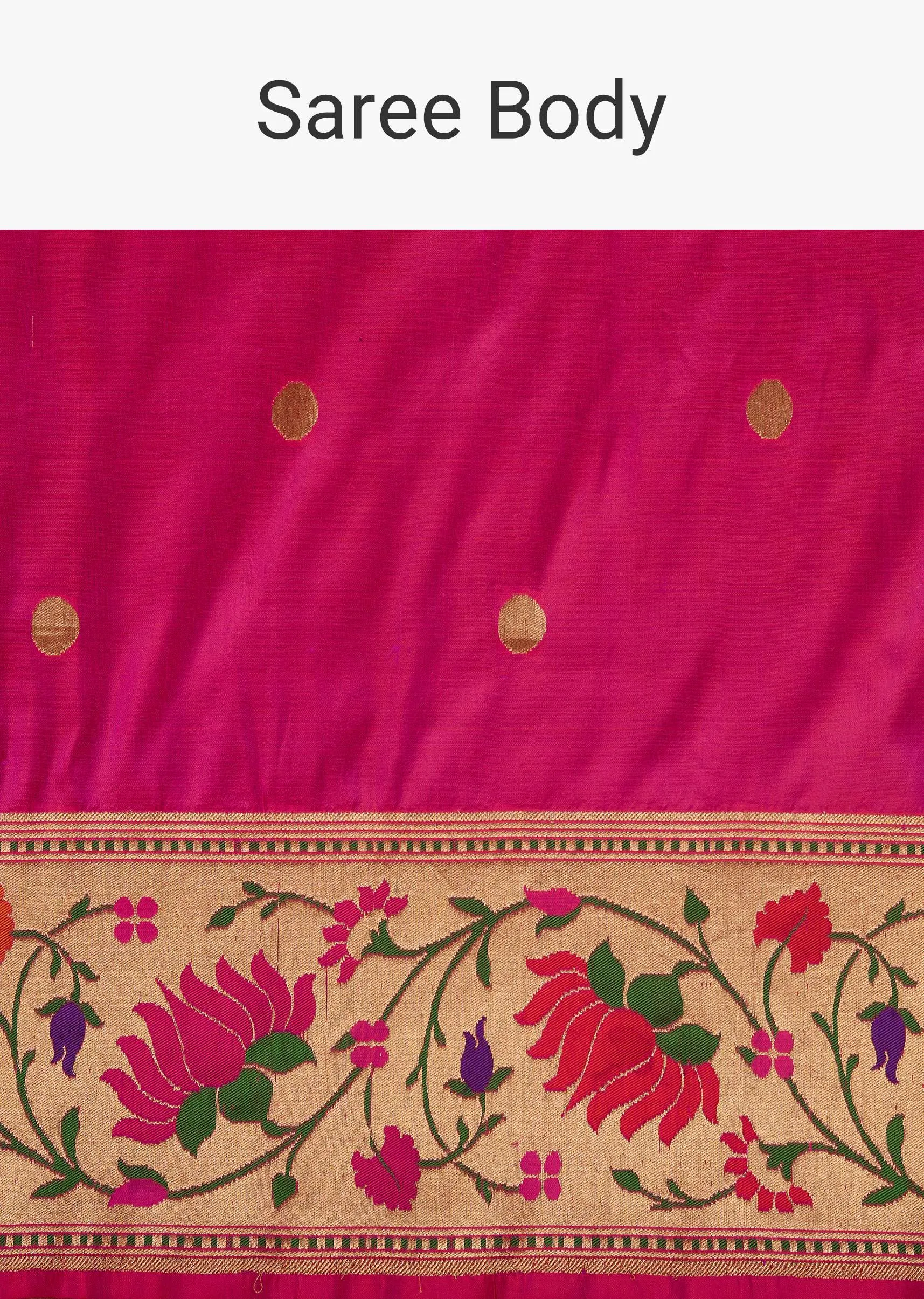 Fluorescent Pink Banarasi Saree In Katan Silk With Paithani Pallu And Unstitched Blouse