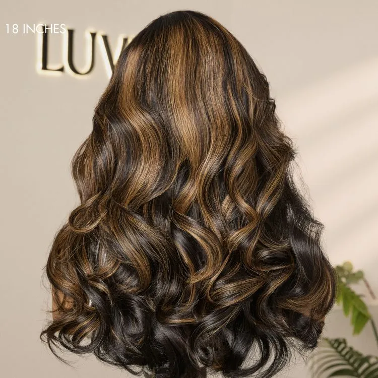 Luvme All-Day Comfort Wig 200% Density Brown Highlight Loose Body Wave Glueless Minimalist HD Lace Wig Pre-Cut Lace
