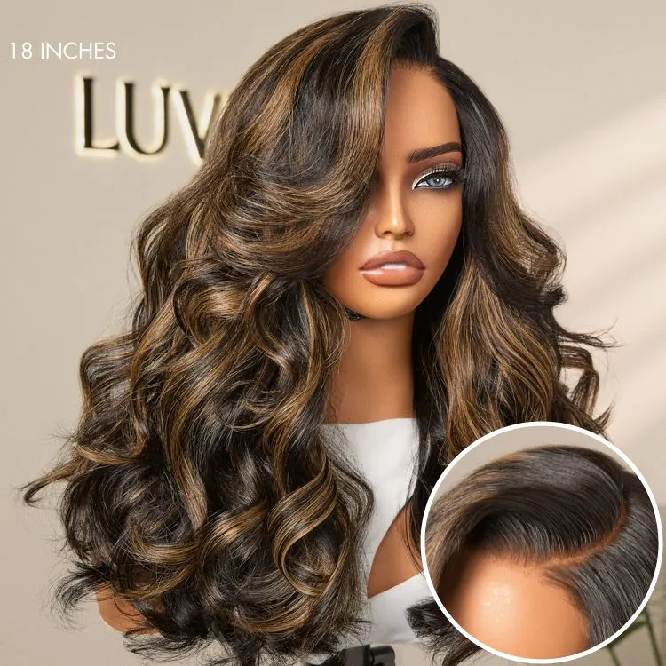 Luvme All-Day Comfort Wig 200% Density Brown Highlight Loose Body Wave Glueless Minimalist HD Lace Wig Pre-Cut Lace
