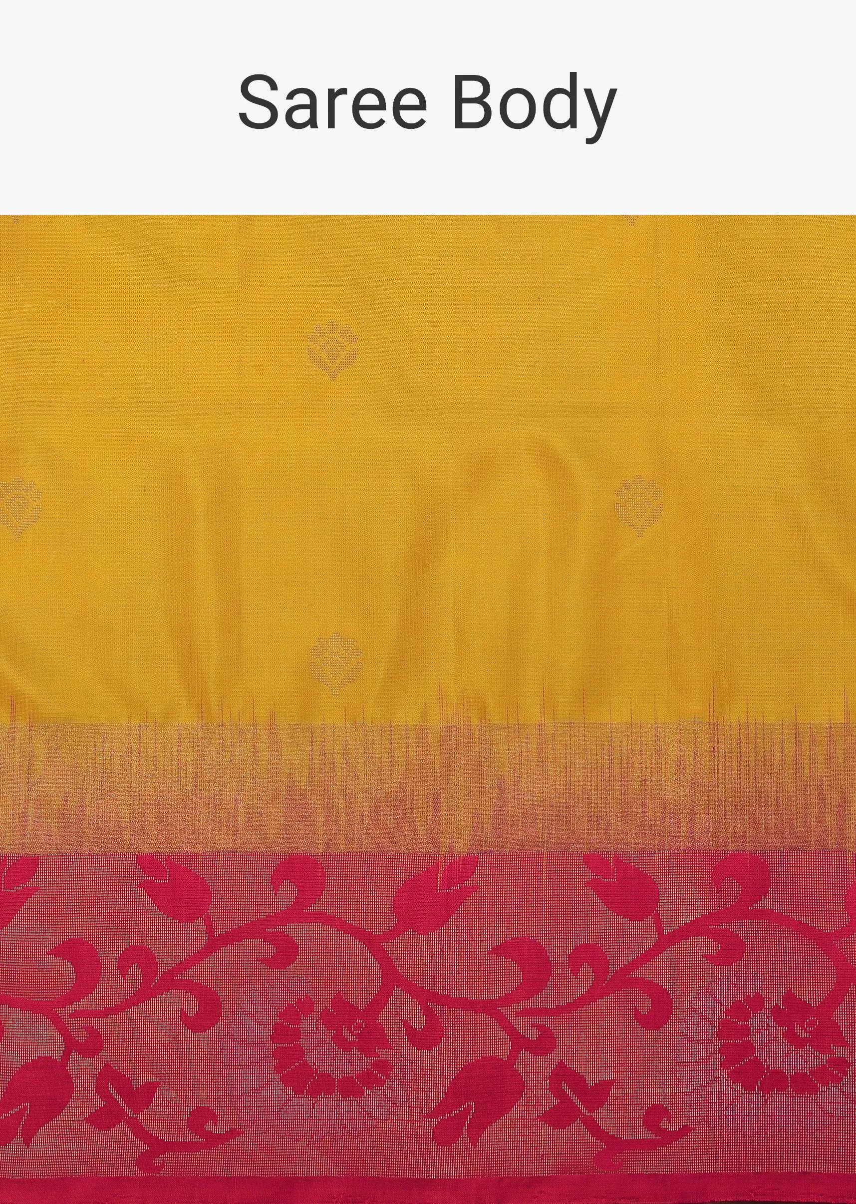 Old Gold Yellow Kanjivaram Saree In Album Silk With Unstitched Blouse
