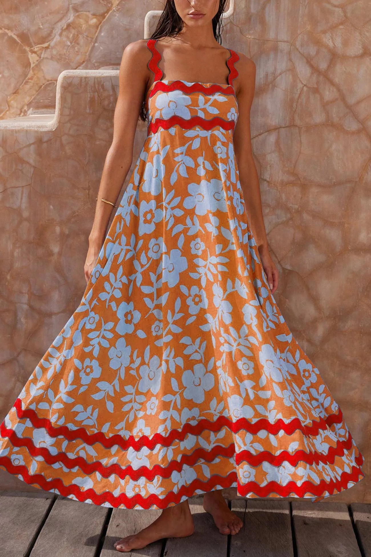 Wavy Print Cami Dress