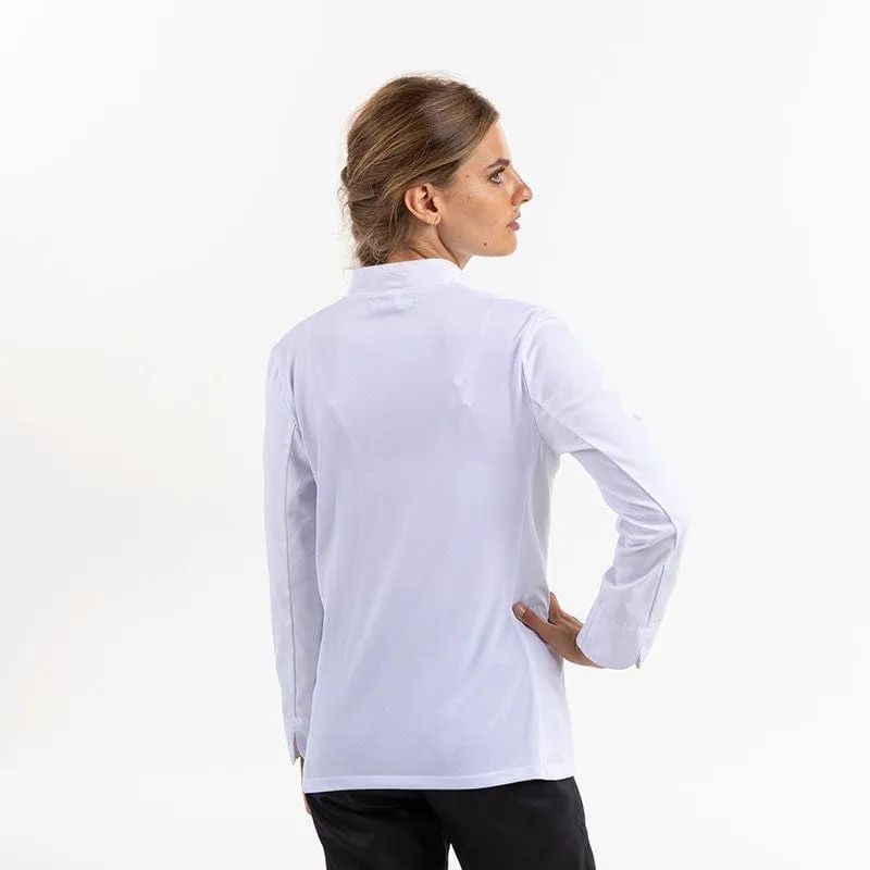 Women's White Kitchen Coat Long Sleeve Large Size - MANELLI