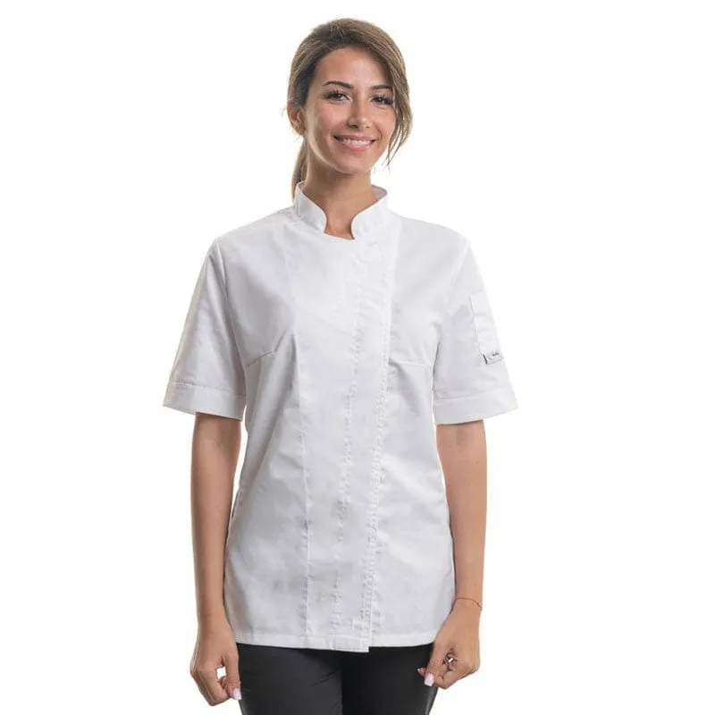Women's White Kitchen Coat Long Sleeve Large Size - MANELLI