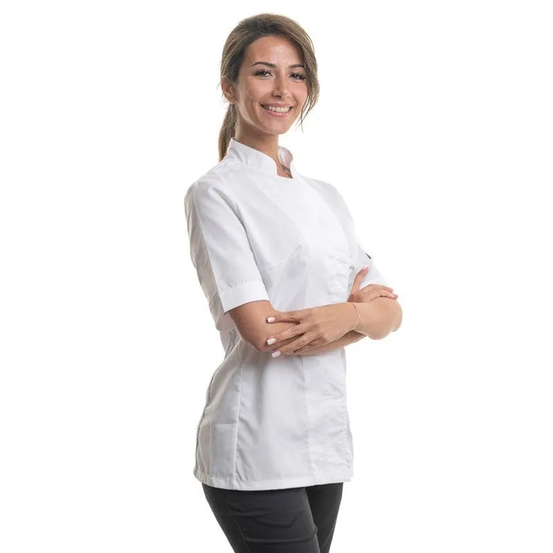 Women's White Kitchen Coat Long Sleeve Large Size - MANELLI